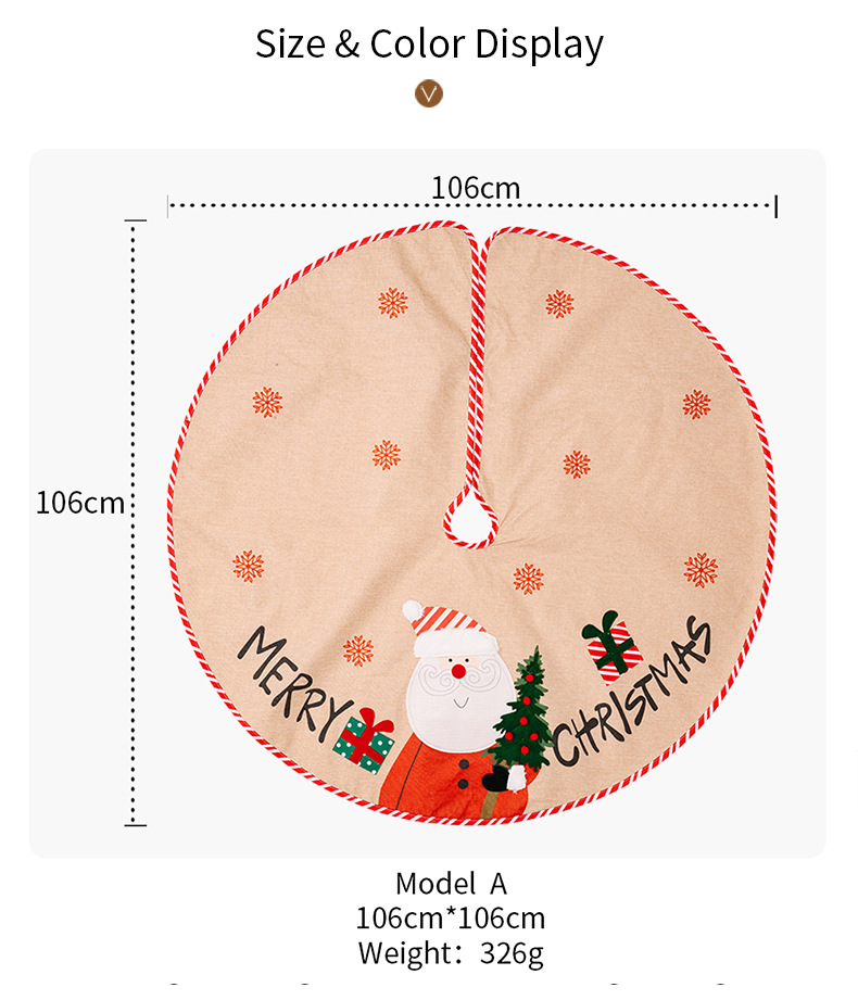Saia para árvore de natal em linho com patch de boneco de neve_voghion.com