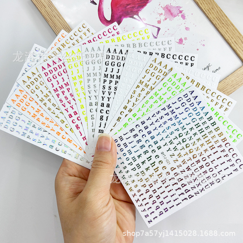Cross-border Internet Red New Letter Nail Art Laser Sticker 26 English Case Letter 3D Stereo Adhesive Nail Sticker