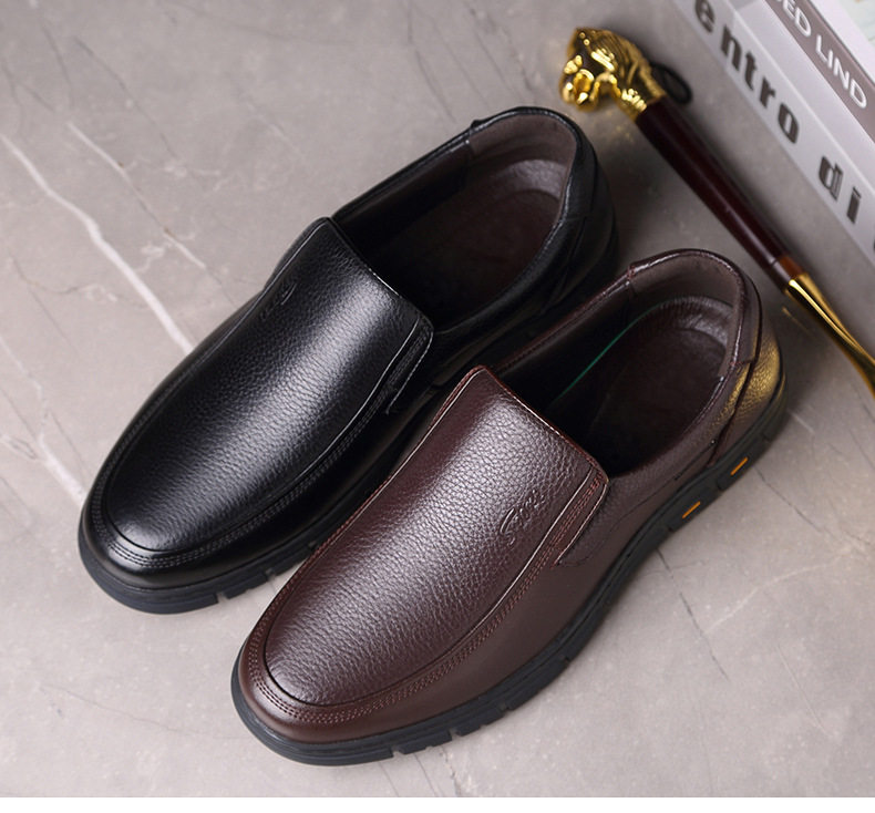 Giày lười nam da đế mềm chống trượt cổ thấp mũi tròn gót thấp — S8867 màu nâu, S8867 màu đen, S8867-1 lót lông màu nâu, S8867-1 lót lông màu đen chi tiết 4