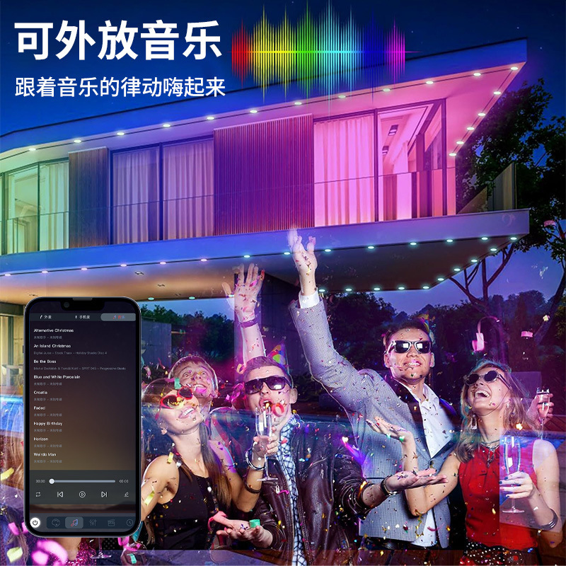 メーカーの新しいスマートカラフルな軒ライト wifi Bluetooth LED 音声制御カラーバーライト軒マーキー装飾ライト|undefined