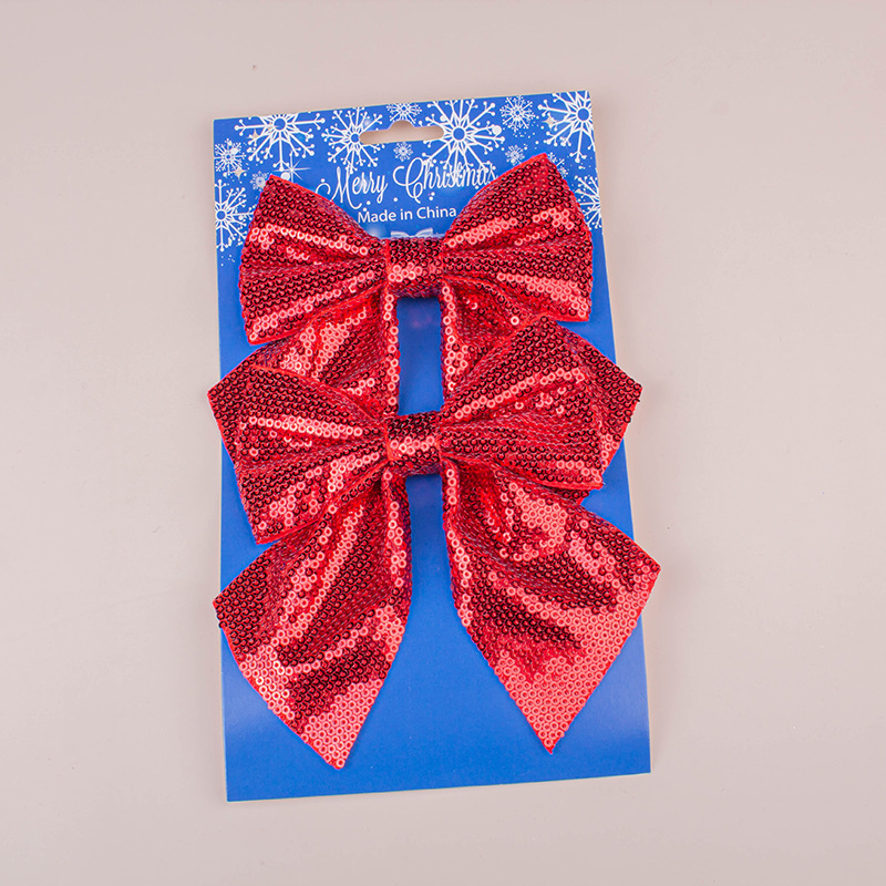 Tejido personalizado sequinilla decoración navideña arco ventana fiesta atmósfera hornear accesorios de embalaje de regalos accesorios