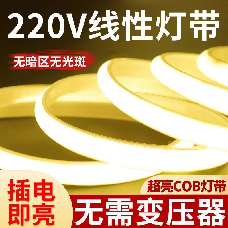 led灯带220v防水超亮线形灯家用客厅吊顶氛围氛围FCOB户外软灯条