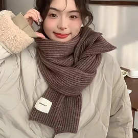 2024女新款针织围巾冬季情侣保暖闺蜜围巾学生百搭韩版围脖女爆款