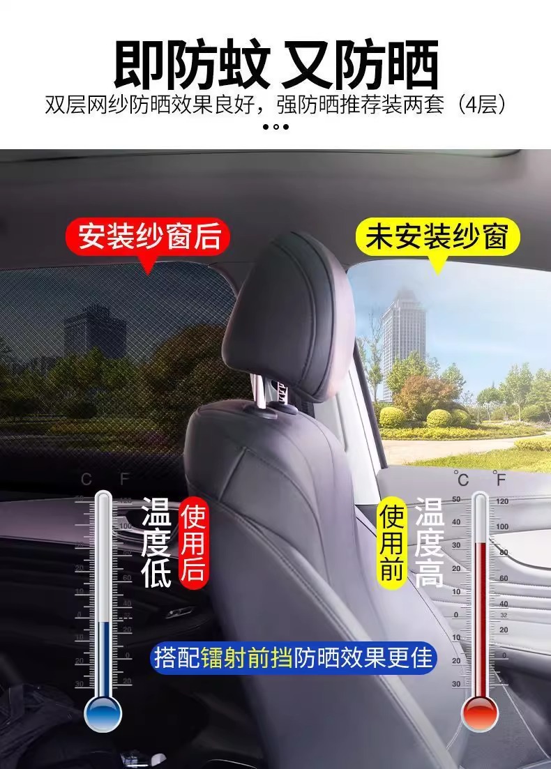 Car Mosquito Netting, Car Window Mosquito Screen, Sunshade Curtain, Car-Specific Insect-Proof Mosquito Net for Car Glass