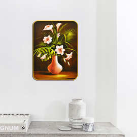 植物花卉餐厅装饰画现代简约方形书房饭厅背景墙壁画古典油画挂画