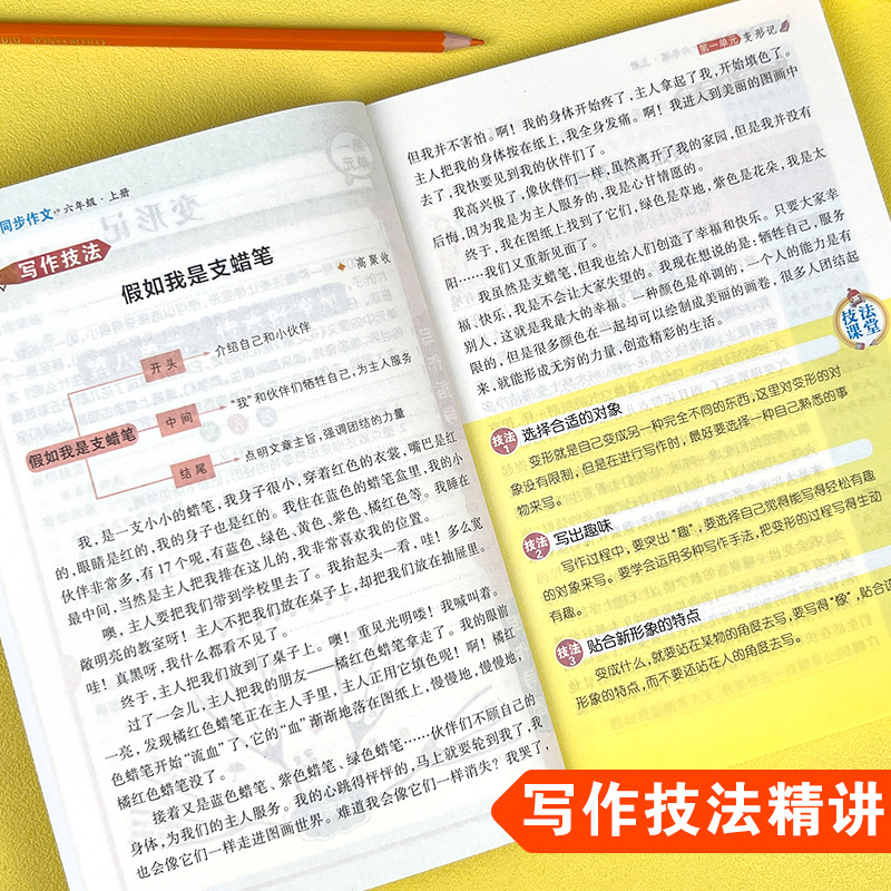 作文之星小学生同步作文六年级上下册彩图写作思维导图范文技法指