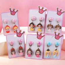 【】儿童耳夹无耳洞学生礼品首饰流苏公主珍珠耳环长款批发纯手工