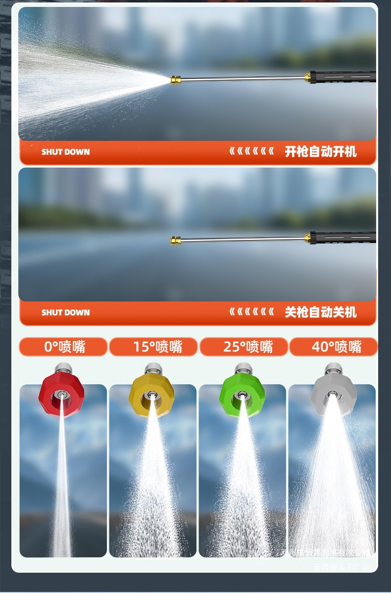 Yunjie Car Washing Machine 220V Commercial High-Pressure Pipe Cleaning Water Gun Household Booster Water Pump Sewer Pipe Dredging Machine
