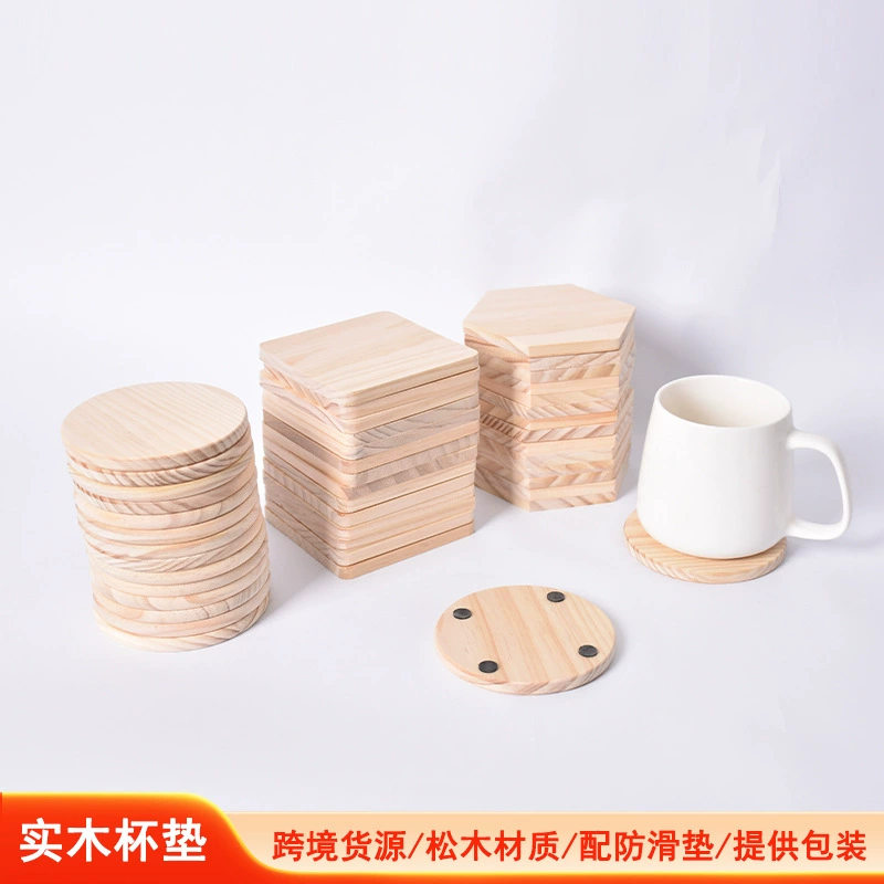 Трансграничные поставки из цельного дерева подставки для чашек для кофе для термоизоляции коврики креативные круглые квадратные доски для рисования бирки деревянные противоскользовые коврики