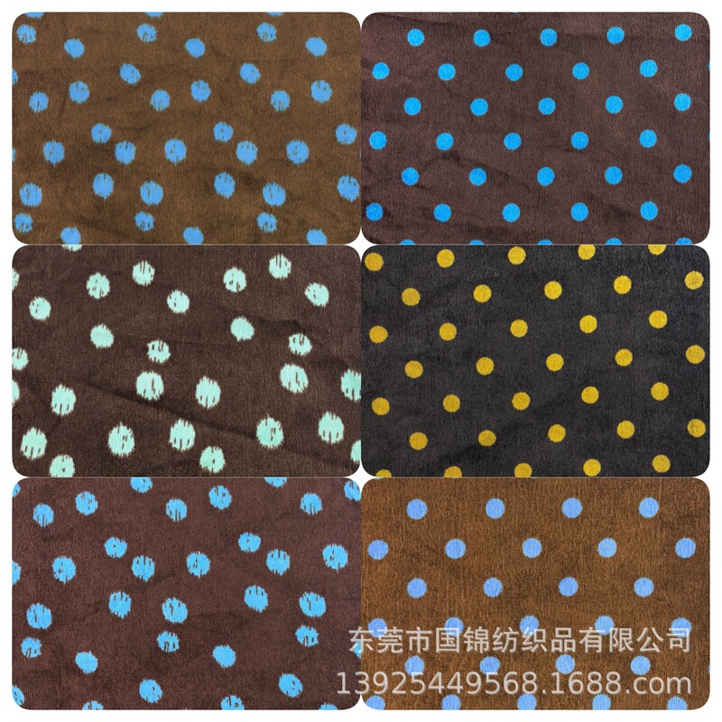 Colorful Polka Dot Fabric, Nylon-Polyester 21 Ribbed Velvet with Printed Dots, Fabric for Autumn Clothing, Bags, and Toys Colorful Polka Dot Fabric, Nylon-Polyester 21 Ribbed Velvet with Printed Dots, Fabric for Autumn Clothing, Bags, and Toys