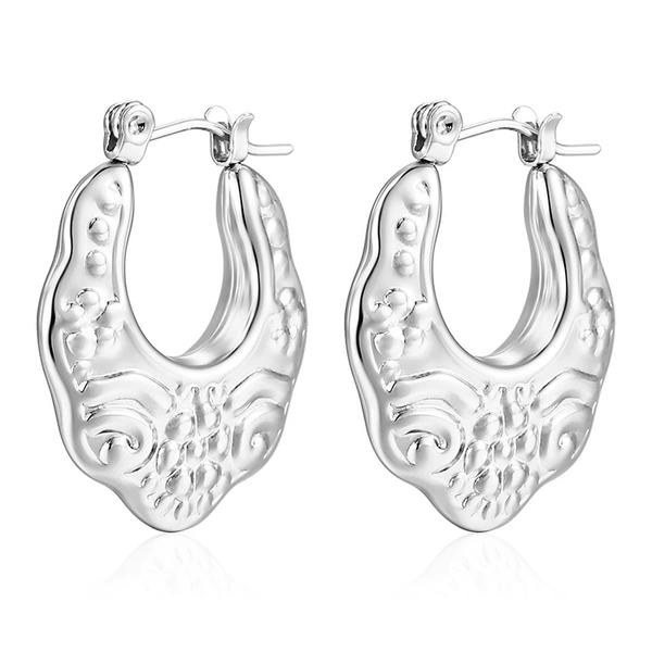 Labor hollow earrings steel color ms-144