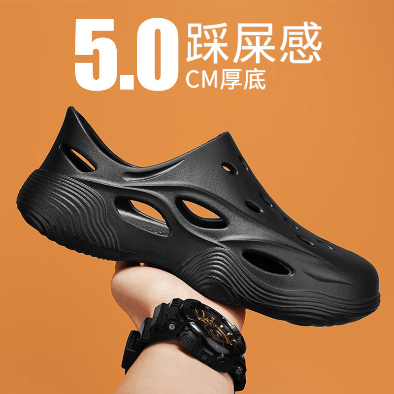 Zapatos con agujeros para hombres en verano, sandalias deportivas con todo incluido, zapatillas de playa con tacón al aire libre para hombres