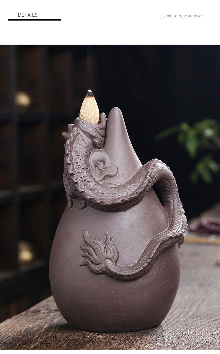 Upgrade your home decor with our Creative Dragon Backflow Incense Burner! Featuring a unique design, it not only adds a touch of elegance to any room but also creates a relaxing and soothing atmosphere with its backflow incense effect. Perfect for those looking for a calming and stylish addition to their space.