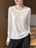 Cross-border 2025 spring and summer new worsted sweater women's round neck slightly see-through long-sleeved temperament versatile thin bottoming shirt