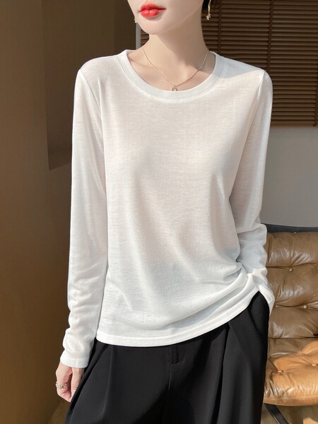 summer knitted sweater with a round collar