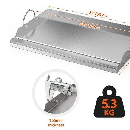 Accesorios de horno de parrilla de acero inoxidable Placa de parrilla con mango de tanque de aceite Parrilla de carbón de gas a prueba de salpicaduras fácil de limpiar image 2