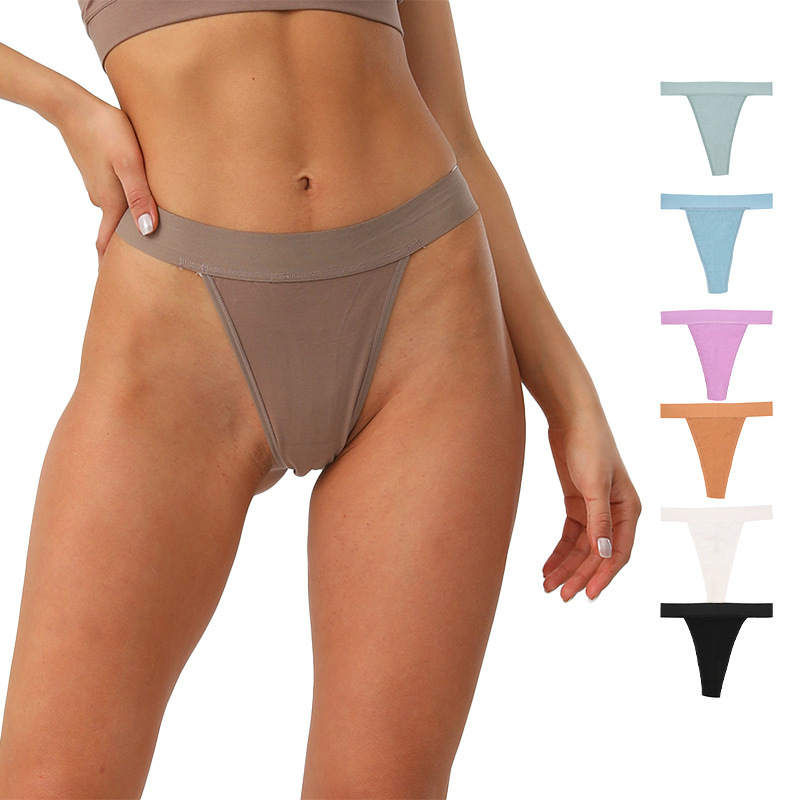 Cross-Border European and American Style Pure Cotton Women's Plus Size High-Waisted Seamless High-Cut Invisible Thong Sexy Panties Wholesale
