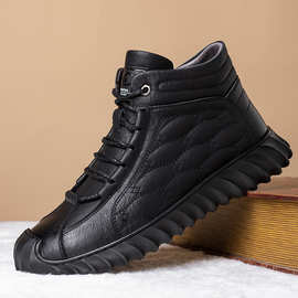 男士棉鞋男潮加绒冬季保暖休闲男鞋羊毛雪地靴中老年爸爸鞋子