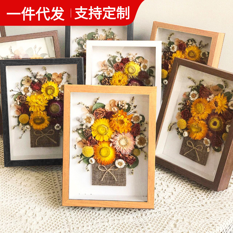 hollow dried flower photo frame diy decoration preserved fresh flower storage three-dimensional handmade picture frame tissue rose photo frame