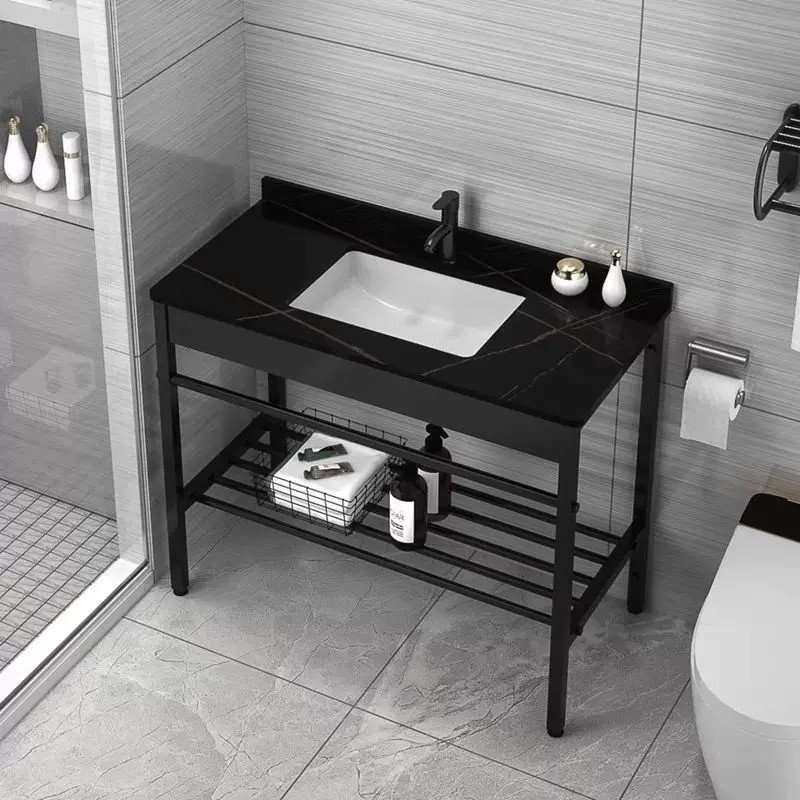 岩板一体台面陶瓷洗手盆支架不绣钢落地式卫生间洗脸洗漱面盆家用