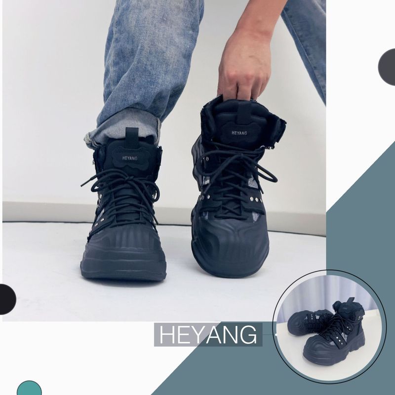 HEYANG新款秋冬时尚增高男马丁靴透气厚底工装靴百搭高帮老爹鞋|undefined