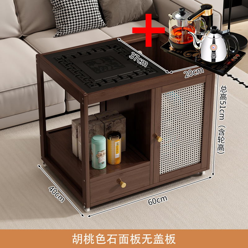 [월넛 컬러] 쇼트 티 테이블 + 두덕 스톤 + 골든 스토브 K905 티 스타일