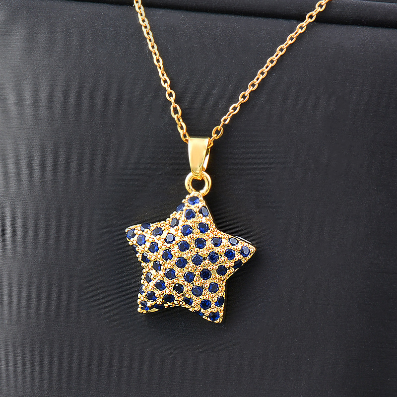 Fashion Star Titanium Steel Inlay Zircon Pendant Necklace 1 Piece