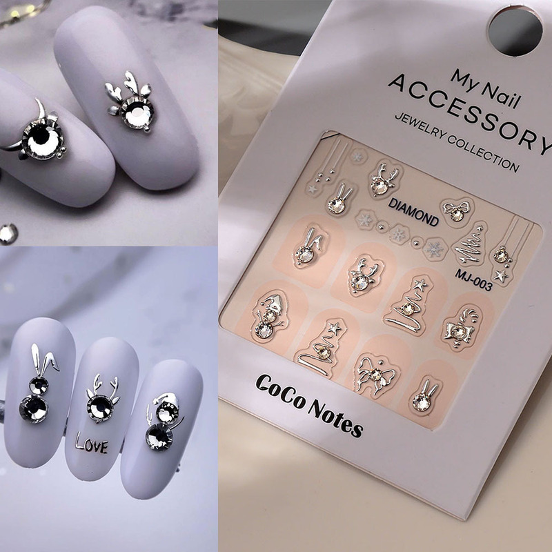 Gao Pin K9 Nail Art Diamond Sticker Cute Snowman Bronzing Nail Art Sticker with Adhesive Christmas Nail Sticker Crystal Diamond