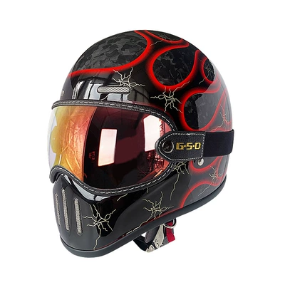 Helmet 3C, Motosiklet kaskı (dəbilqə) - red-flame-color-mirror-m55-56