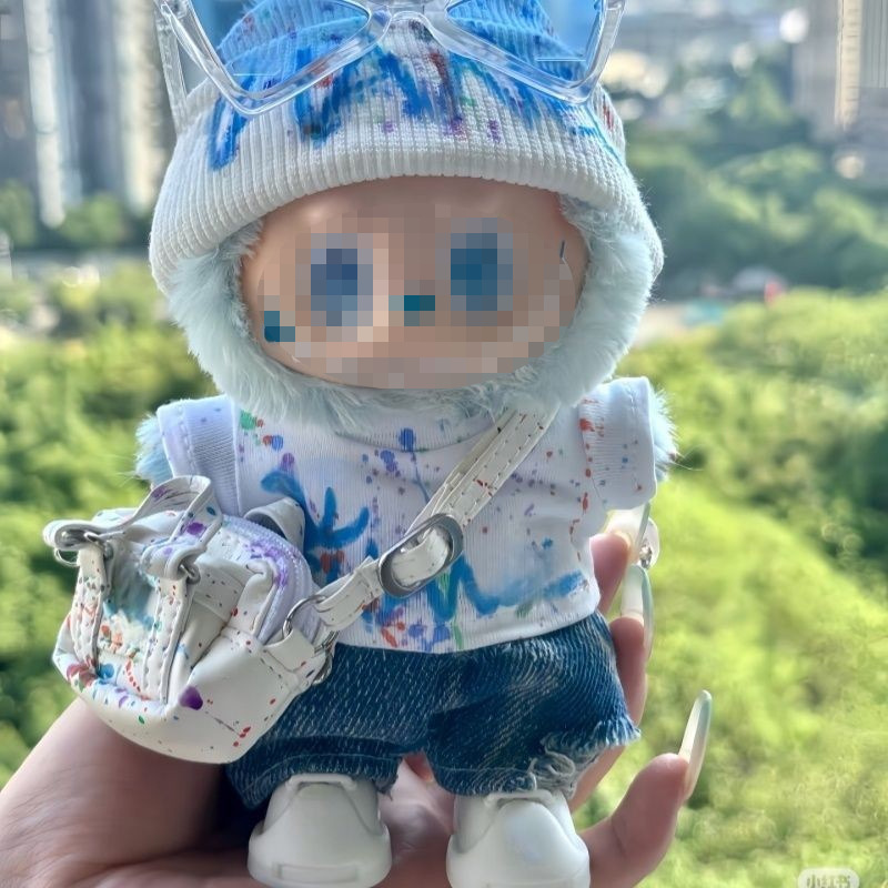 一二三代通穿labubu衣服涂鸦风套装娃衣站姿坐坐派对衣服|undefined