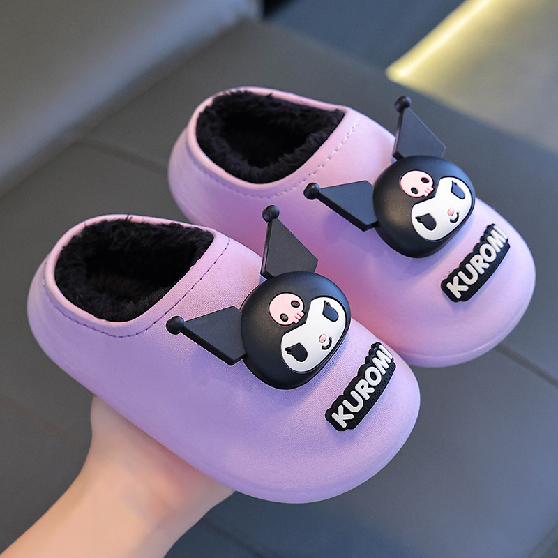 Sanliou zapatillas de algodón de invierno para niños y niñas, calentamiento y terciopelo para niños y niñas, Kullomi, lindos zapatos de algodón impermeables para bebés