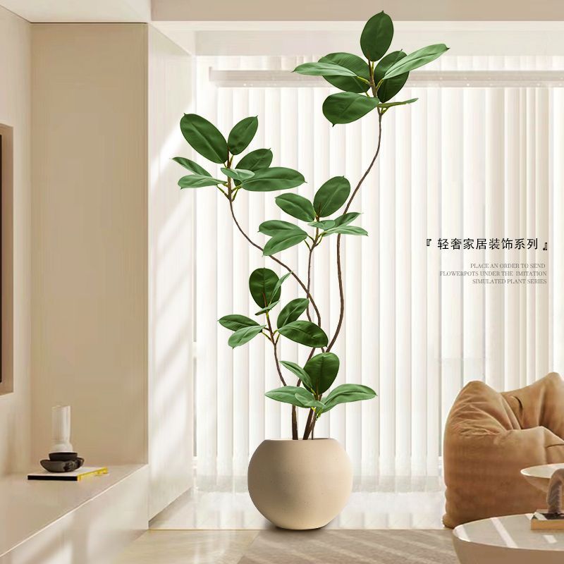 橡皮树仿真绿植客厅落地摆件室内大型仿生盆栽假植物装饰树仿真花