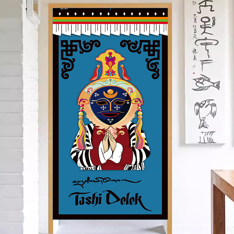 Xizang Style Ten-phase free commercial door curtain Xizang auspicious eight treasures covering bathroom half curtain B & B kitchen hanging curtain