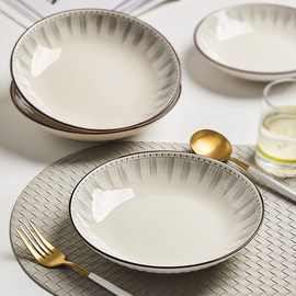 碗盘加厚防烫菜盘子水果盘耐高温陶瓷菜碟子盘子家用简约餐盘餐具