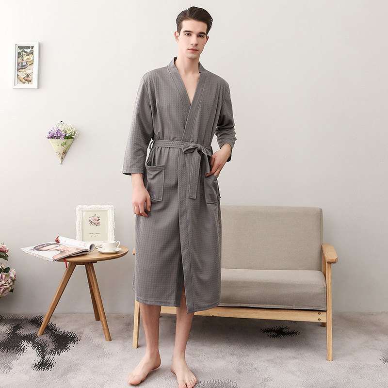 Hotel Summer Bathrobe, Universal for All Seasons, Water-Absorbent and Quick-Drying, Men's Bath Towel, Ice Silk Men's Spring and Autumn Couple's Nightgown, Women's
