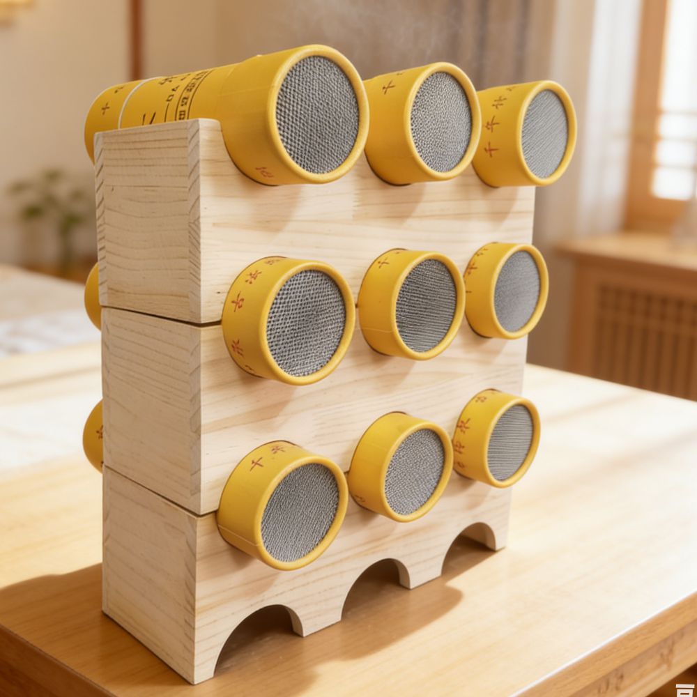 Solid Wood Moxa Stick Holder Stand 3-Slot Thunder Fire Moxibustion Rack Home Moxa Tool quality and texture