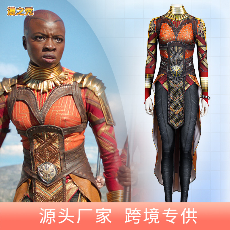 Black Panther Okoye Cosplay Costume for Women, Marvel Movie Style Jumpsuit Cosplay Tight-Fitting Jumpsuit Performance Outfit