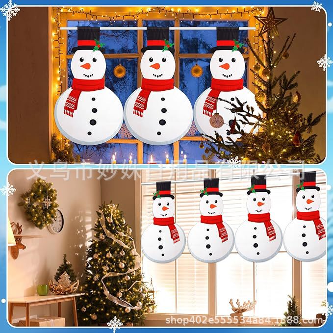 Cross Border Christmas Classroom Curtain Christmas Classroom Curtain Cute Snowman School Classroom Home Window Decoration