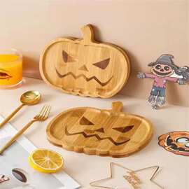 HalloweenPumpkinPlate万圣节托盘跨境木质工艺品餐盘木质托盘