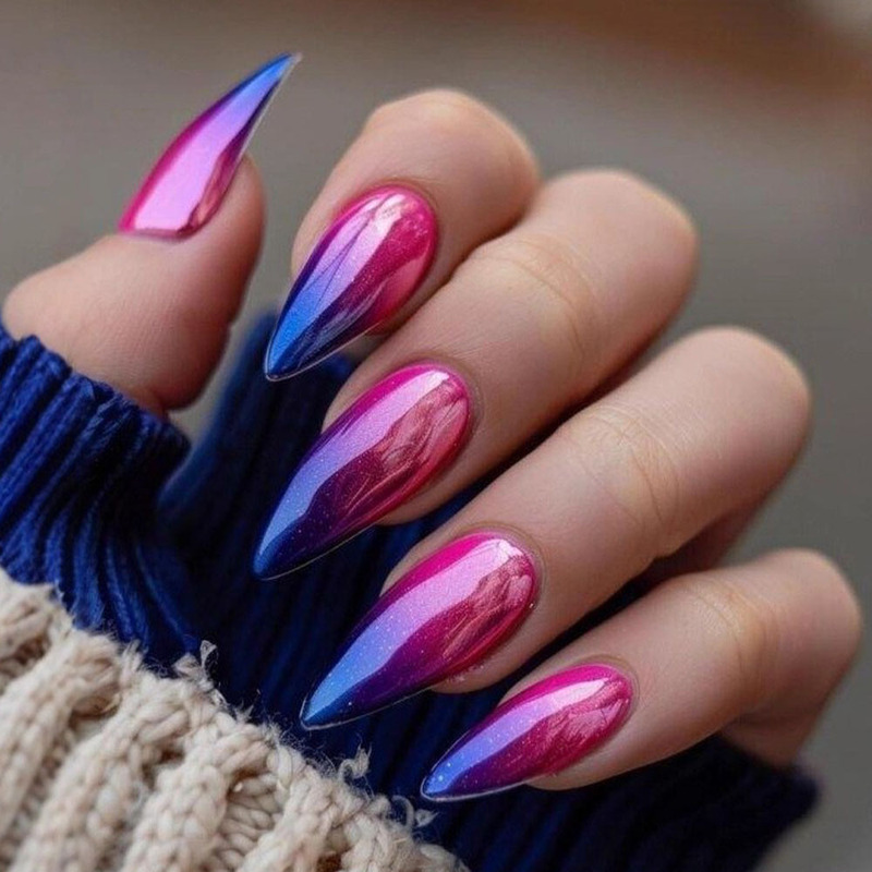 Foreign Trade Cross-Border Fake Nails Manicure Patches Almond Nails Long European and American Ins Style Gradient French Manicure Foreign Trade Cross-Border Fake Nails Manicure Patches Almond Nails Long European and American Ins Style Gradient French Manicure