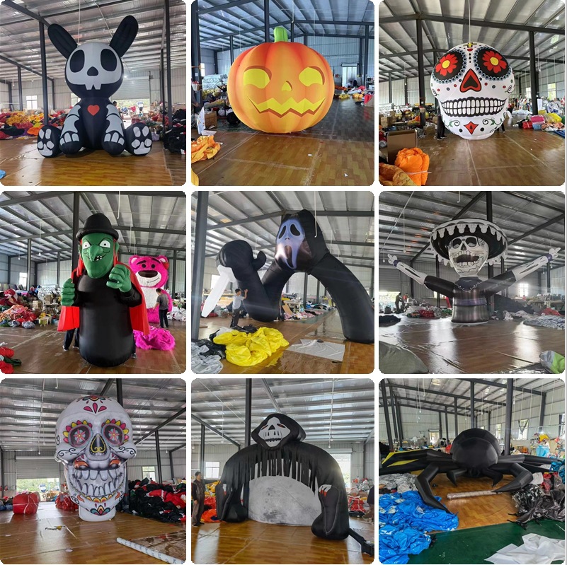 Decoración de Halloween infláble molde de aire luminoso calabaza fantasma payaso colgando soporte props bar centro comercial