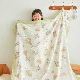 Category a Maternal and Infant Grade Antibacterial Tianzhu Cotton Four-Layer Gauze Kidsren's Blanket for Sleeping Naked in Summer Kindergarten Baby Blanket
