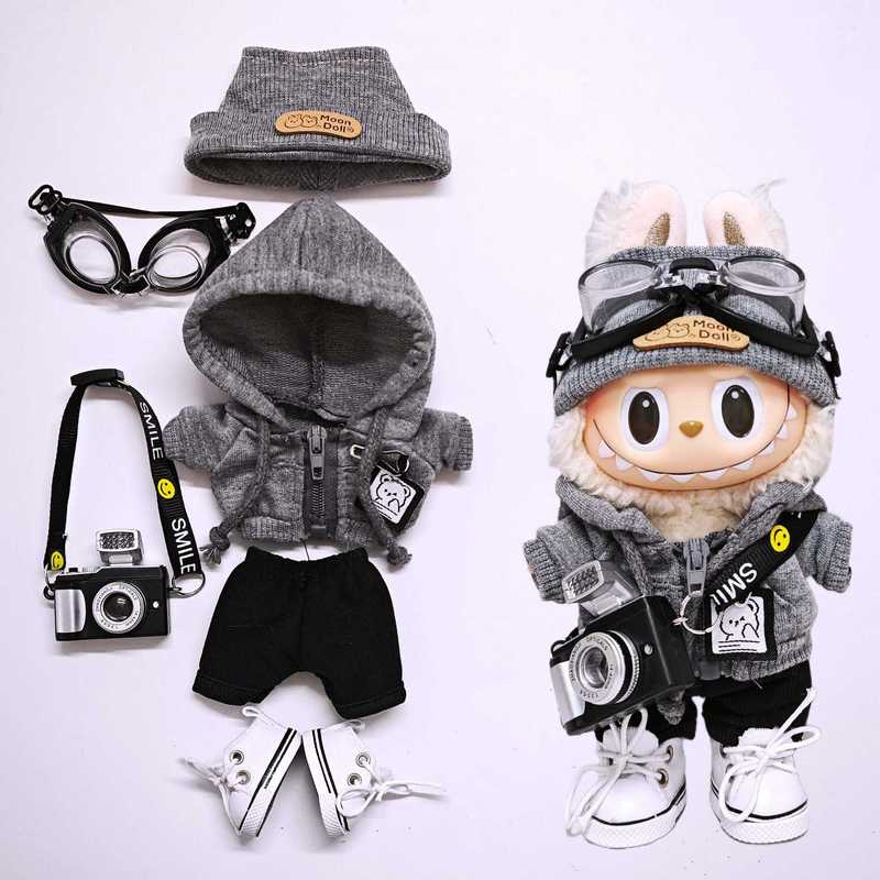ラブブベビー服】グレーのスウェットシャツと帽子のセット ラブブ服 1、2、3世代ユニバーサル 15cm17cmベビー|undefined