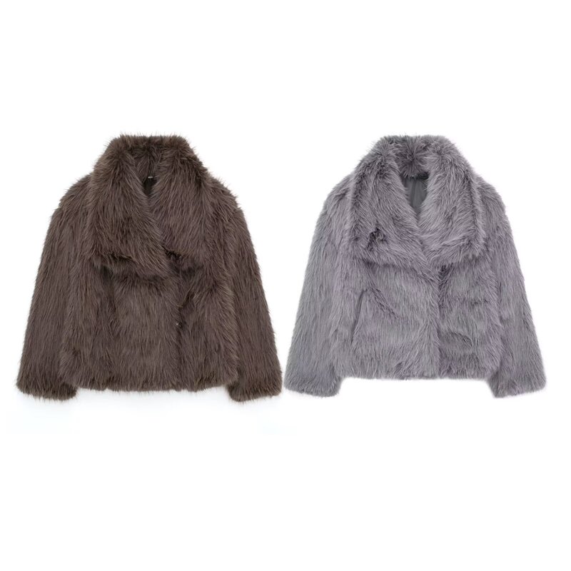 Advanced Sense Artificial Eco-friendly Fur Women's 2024 Autumn and Winter New European and American Spice Girls Thickened Warm Lapel Jacket Coat