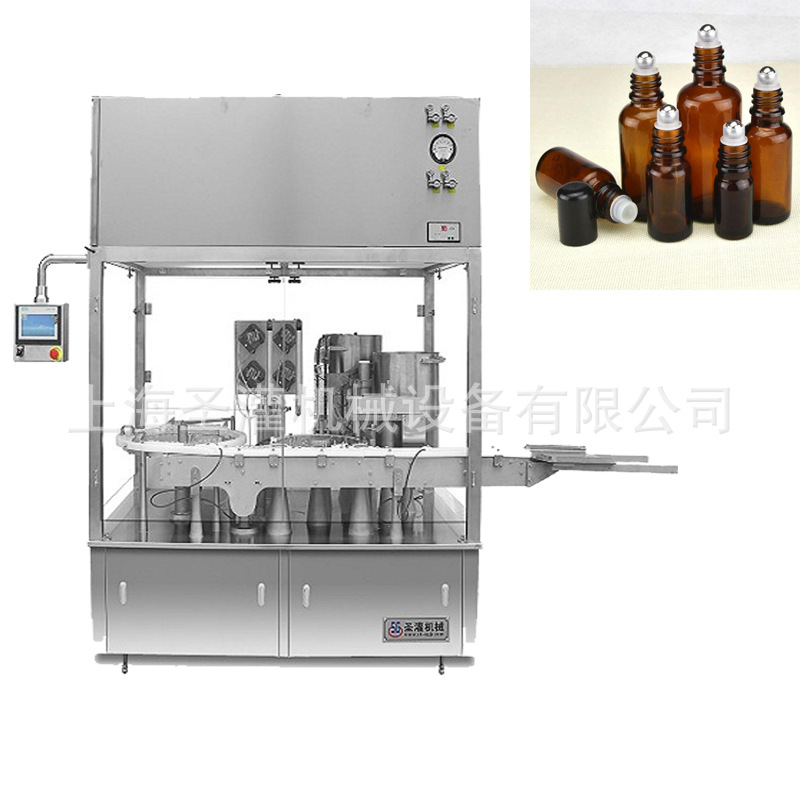 滚珠瓶全自动液体灌装旋盖机5ml精油瓶灌装压塞旋盖机非标定制