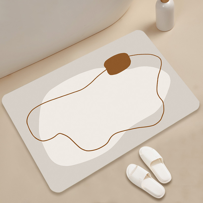 Antislip toiletmat van diatomeeënaarde in Scandinavische stijl, eenvoudige look, waterabsorberend en sneldrogend._voghion.com