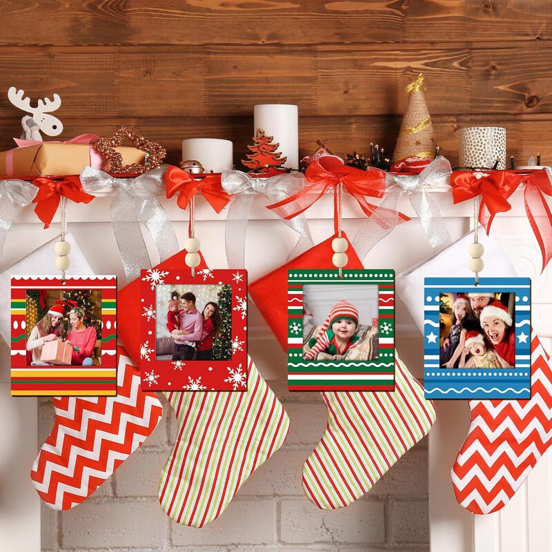Cross-border Christmas tree decoration bell photo wooden picture frame Christmas ornament DIY Christmas ball painting and coloring picture frame Cross-border Christmas tree decoration bell photo wooden picture frame Christmas ornament DIY Christmas ball painting and coloring picture frame