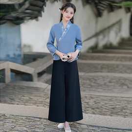 中式足浴酒店养生会所按摩技师服中医头疗工作服女旗袍汉服套装裤