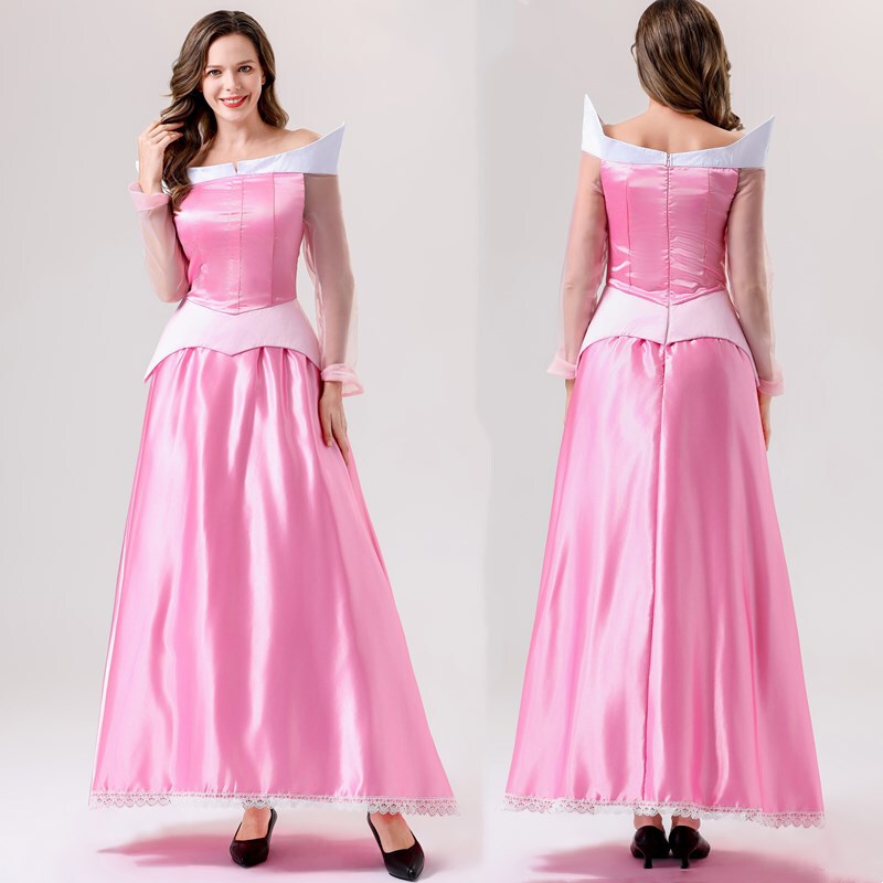 Halloween Disney Princess Long Dress Mermaid Sleeping Beauty Adult Costume Aurora Princess Dress Wholesale in Stock