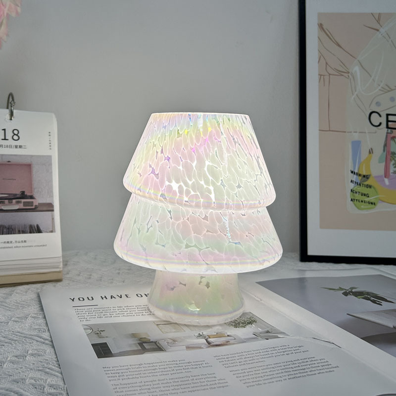 Ins vidrio árbol de Navidad lámpara de escritorio decoración americana dormitorio cabecera lámpara de atmósfera colorida lámpara USB temporización de atenuación
